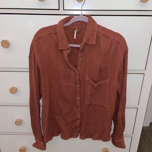 Free People Serious Chiller Waffle Button Down